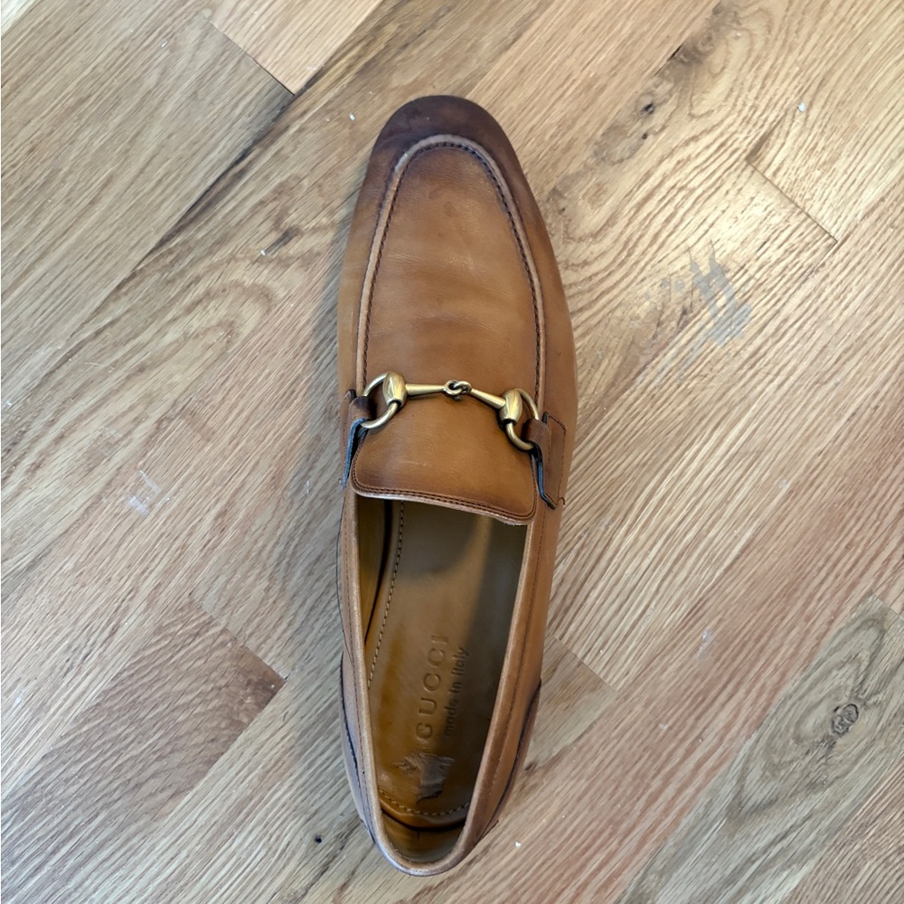 Gucci Tan/Brown Leather Horsebit Loafers - Picture 2 of 3